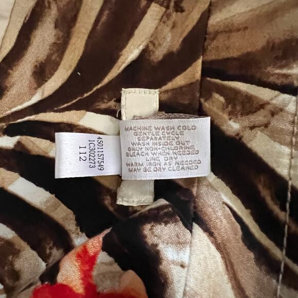 Chico’s Floral Bomber Jacket M | Tropical Zip Up Lightweight Resort Coat Coral - Picture 6 of 6